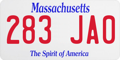 MA license plate 283JA0