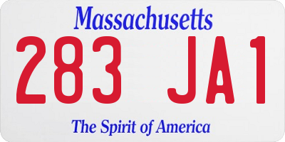 MA license plate 283JA1