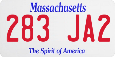 MA license plate 283JA2