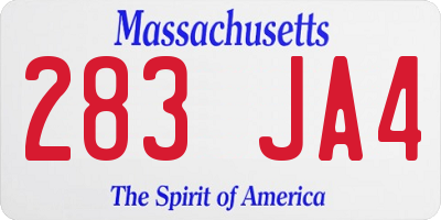 MA license plate 283JA4