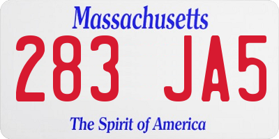 MA license plate 283JA5