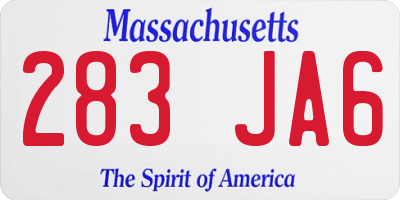 MA license plate 283JA6