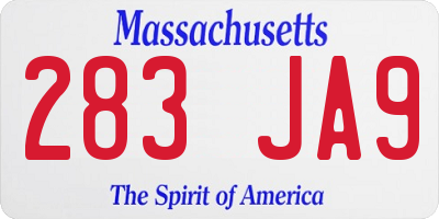 MA license plate 283JA9