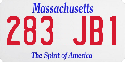MA license plate 283JB1