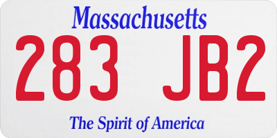 MA license plate 283JB2