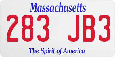 MA license plate 283JB3