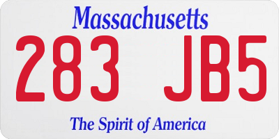 MA license plate 283JB5