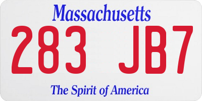 MA license plate 283JB7