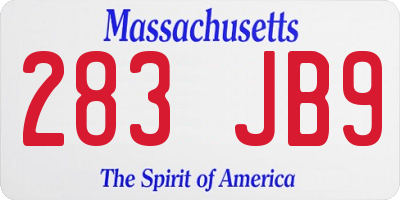 MA license plate 283JB9