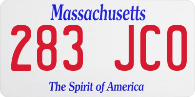 MA license plate 283JC0