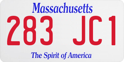 MA license plate 283JC1