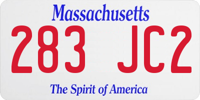 MA license plate 283JC2