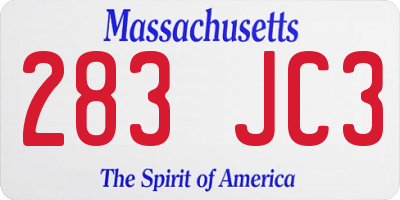 MA license plate 283JC3