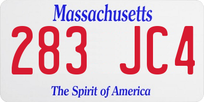 MA license plate 283JC4