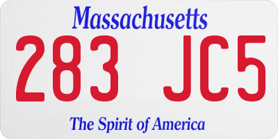 MA license plate 283JC5