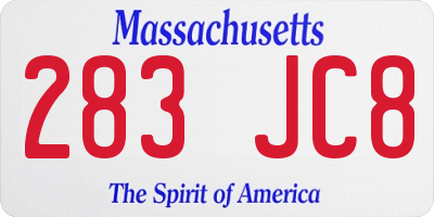 MA license plate 283JC8