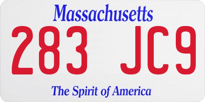 MA license plate 283JC9