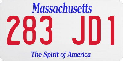 MA license plate 283JD1