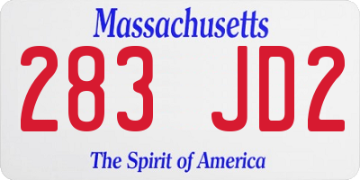 MA license plate 283JD2