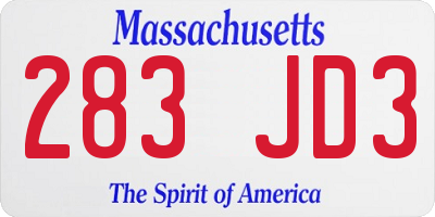 MA license plate 283JD3