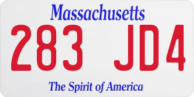MA license plate 283JD4