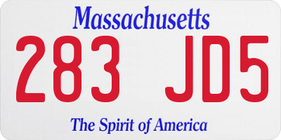 MA license plate 283JD5