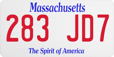 MA license plate 283JD7
