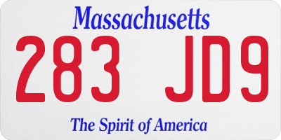 MA license plate 283JD9