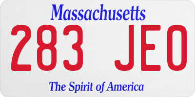 MA license plate 283JE0