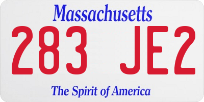 MA license plate 283JE2