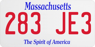 MA license plate 283JE3