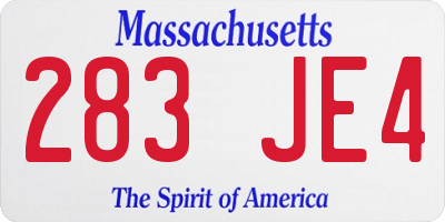 MA license plate 283JE4
