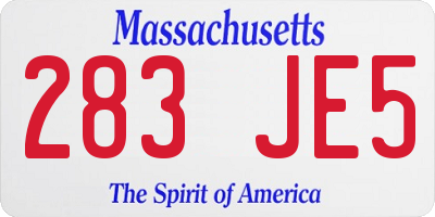 MA license plate 283JE5