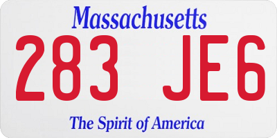 MA license plate 283JE6