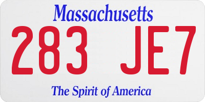 MA license plate 283JE7