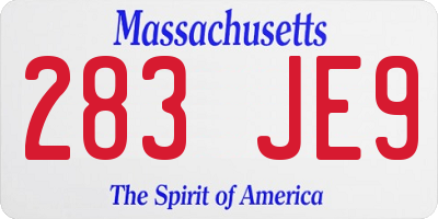 MA license plate 283JE9