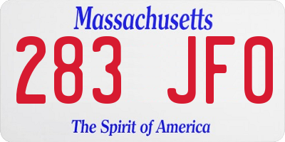 MA license plate 283JF0
