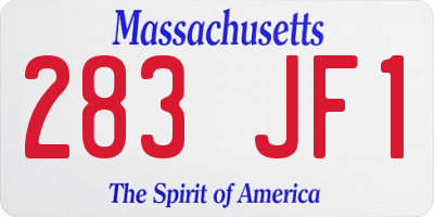 MA license plate 283JF1