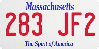MA license plate 283JF2