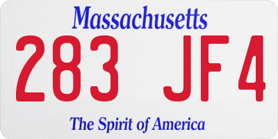 MA license plate 283JF4
