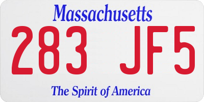 MA license plate 283JF5