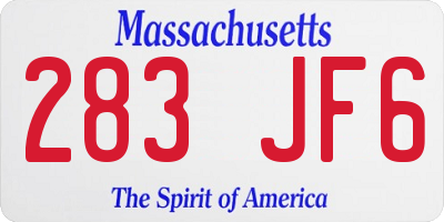 MA license plate 283JF6