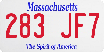 MA license plate 283JF7