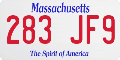 MA license plate 283JF9