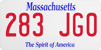 MA license plate 283JG0