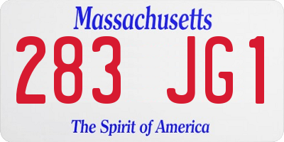 MA license plate 283JG1