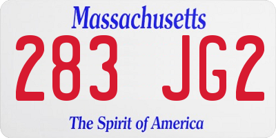 MA license plate 283JG2