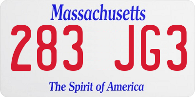 MA license plate 283JG3