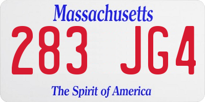 MA license plate 283JG4