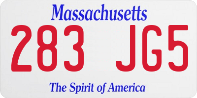 MA license plate 283JG5